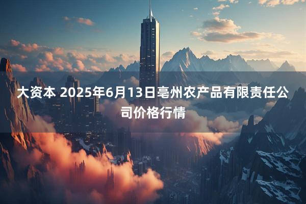 大资本 2025年6月13日亳州农产品有限责任公司价格行情